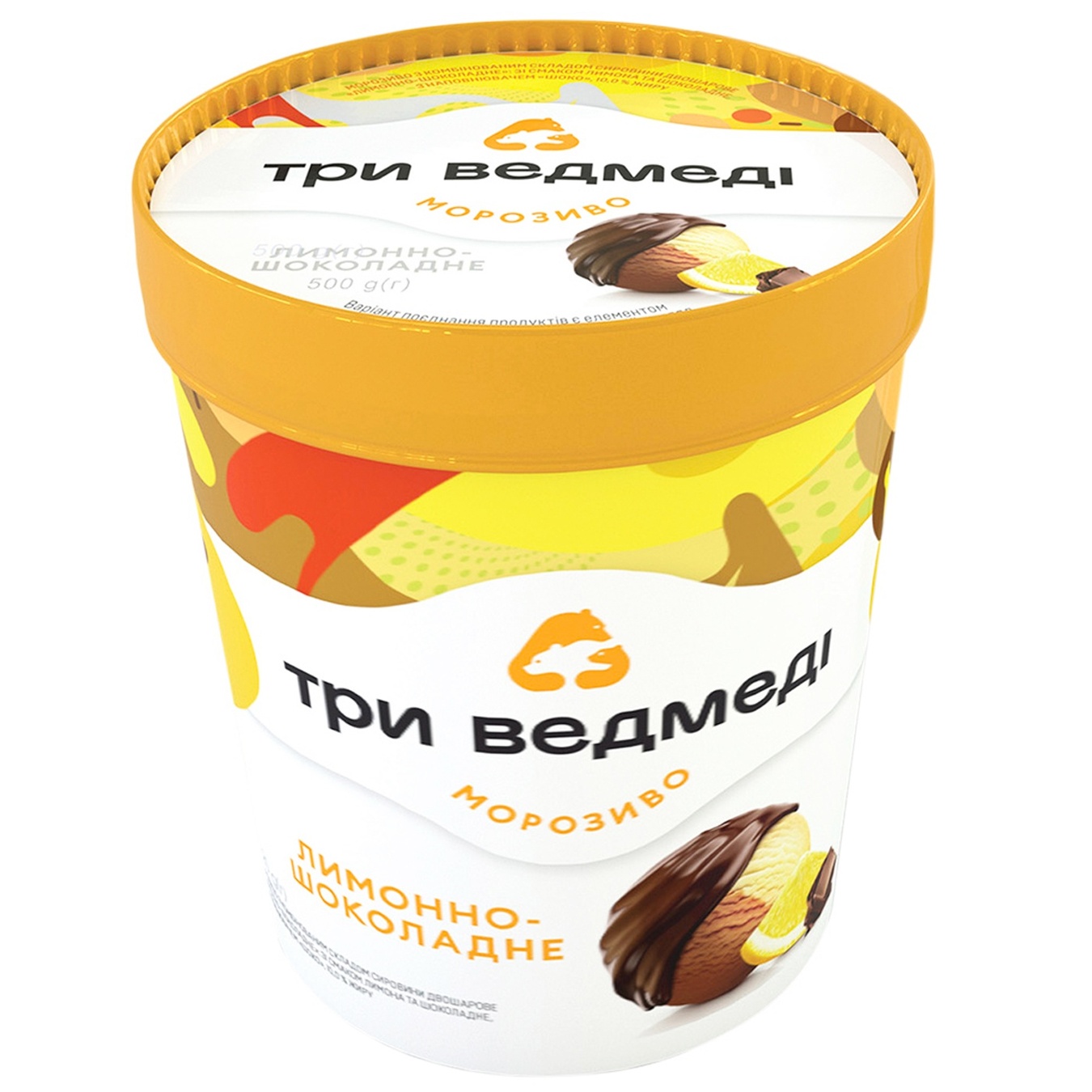 

Мороженое Три Медведя Лимонно-шоколадное двухслойное 500г