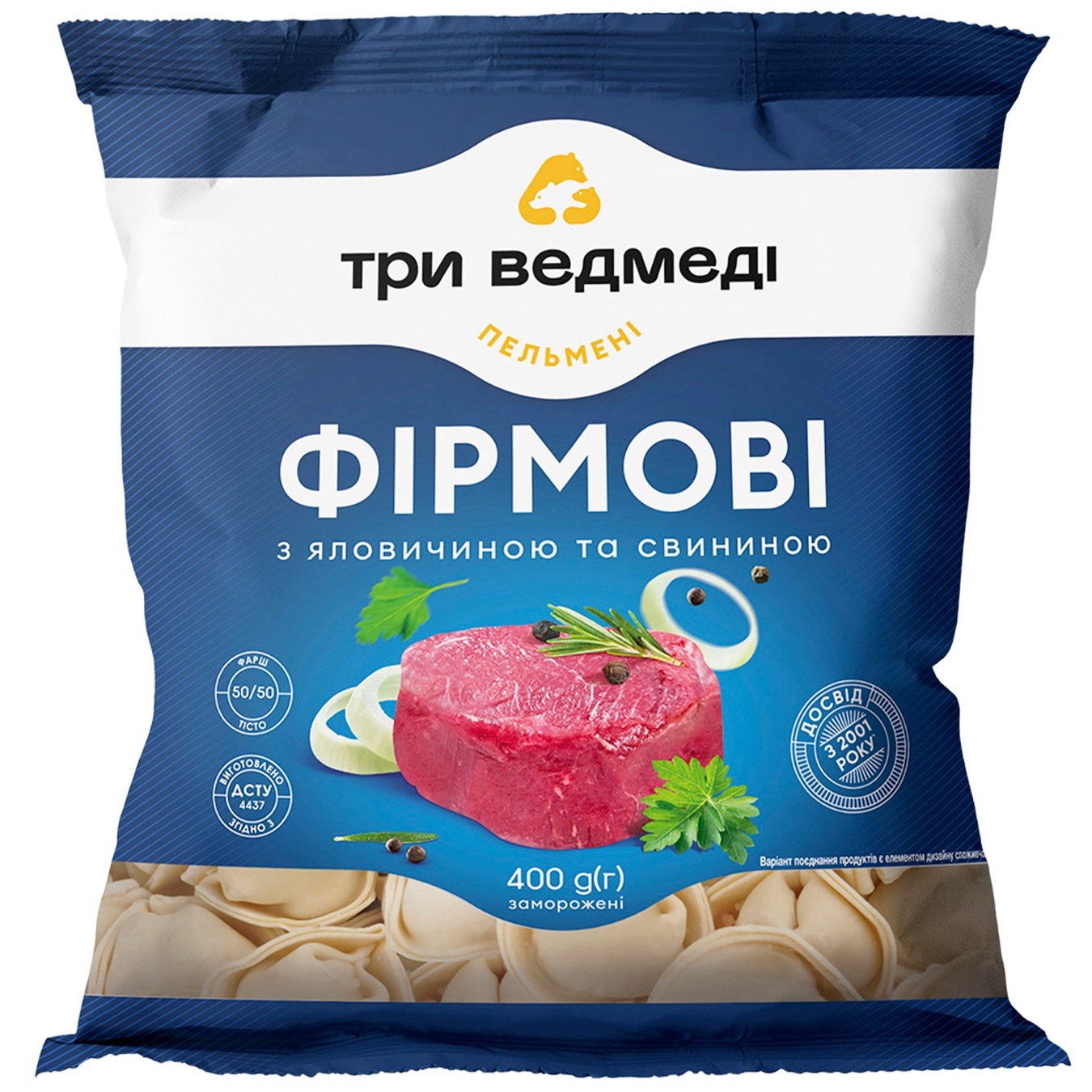 

Пельмени Три Медведя Фирменные с говядиной и свининой 400г