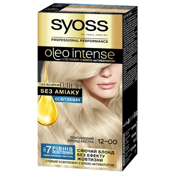 Осветлитель Syoss Oleo Intense 12-00 Платиновый блонд экстра 132,5мл ...