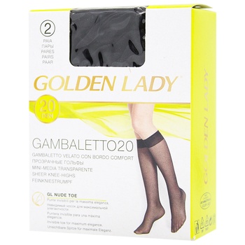 Гольфы женские Golden Lady Gambaletto 20ден 2пары р.5 nero - купить, цены на - фото 1
