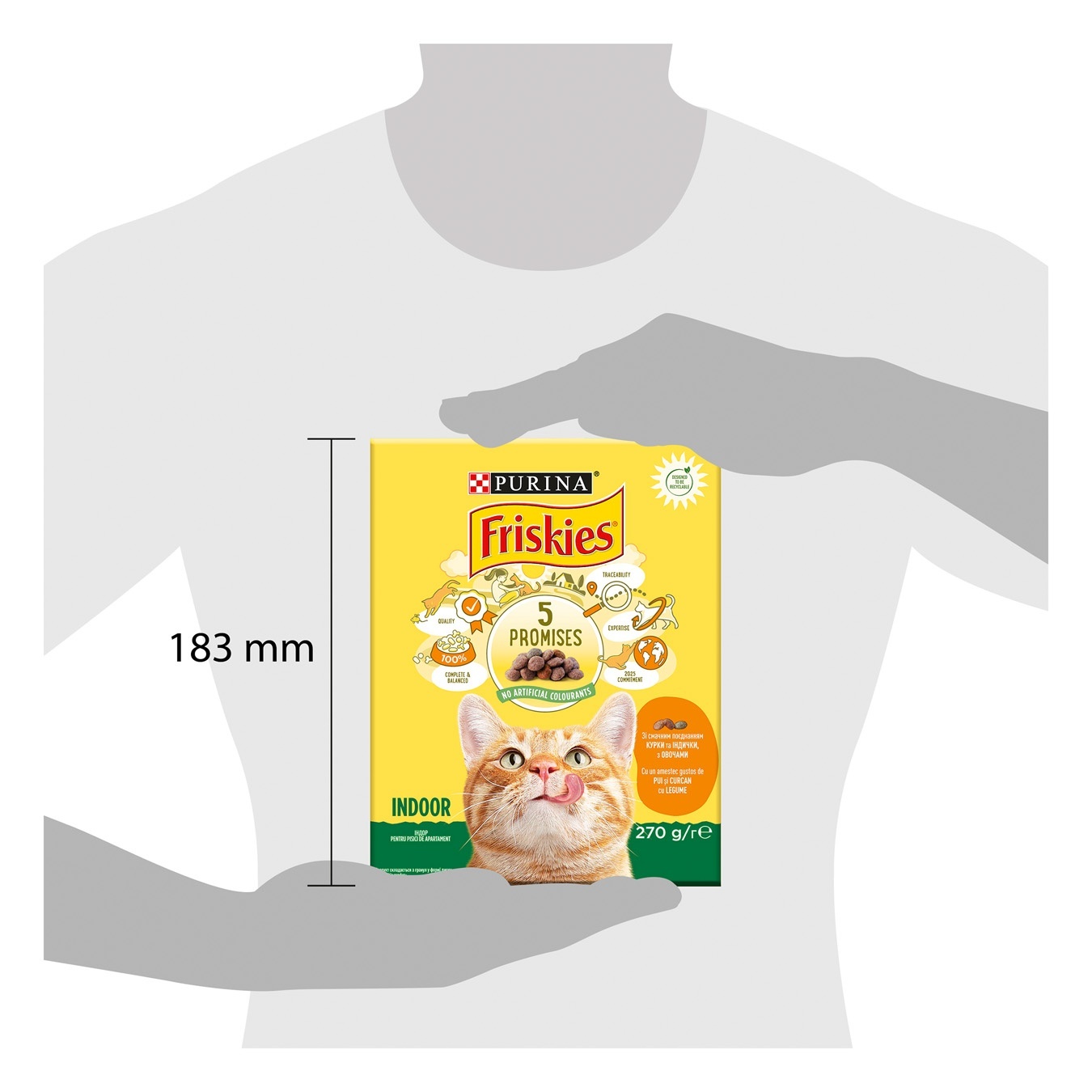 

Корм для взрослых котов Friskies Indoor сухой с курицей и садовой травой 270г