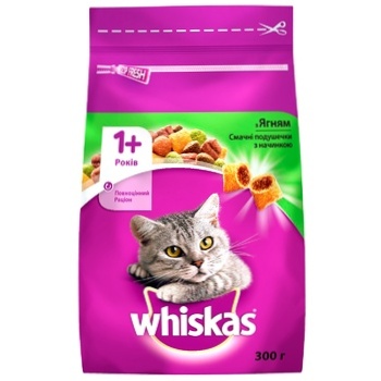 Корм сухий Whiskas для дорослих котів з ягням 300г