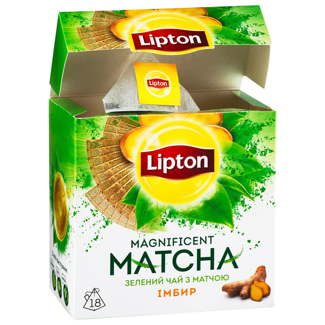 

Чай зеленый Lipton Magnificent Matcha с корнем имбиря 18шт*1,5г