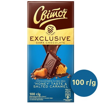 SVITOCH® Exclusive Honey Flavored Milk Chocolate with Salted Caramel 100g - buy, prices for METRO - photo 2