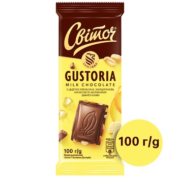 SVITOCH® Gustoria Milk Chocolate with Orange Peel, Marzipan, Peanut and Jelly Pieces 100g - buy, prices for METRO - photo 2