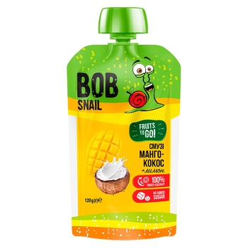 Смузі Bob Snail манго-кокос+лимон 120г - купити, ціни на Auchan - фото 1