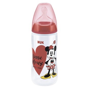 Бутылка Nuk Disney Mickey First Choice Plus пластиковая с соской силиконовой и индикатором температуры для девочки размер 2 отверстие М 300мл - купить, цены на Таврия В - фото 2