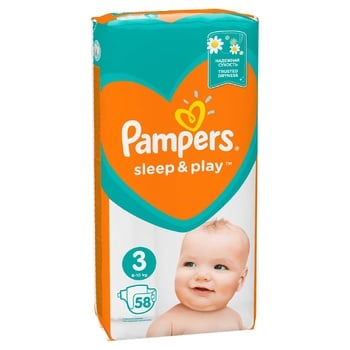 Подгузники Pampers Sleep & Play размер 3 Midi 6-10кг 58шт - купить, цены на NOVUS - фото 3