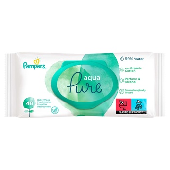 Cалфетки Pampers Aqua Pure 48шт - купить, цены на Auchan - фото 2