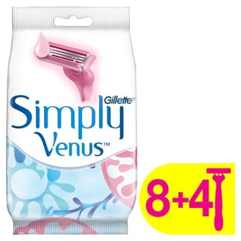 Станки Gillette Simply Venus 3 лезвия одноразовые для женщин 12шт - купить, цены на МегаМаркет - фото 1