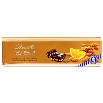 Шоколад чорний Lindt Swiss Premium з апельсином та цілим мигдалем 300г - купити, ціни на КОСМОС - фото 3