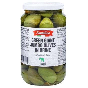 Santolino Giant Green Olives with Pitts in Brine 565g