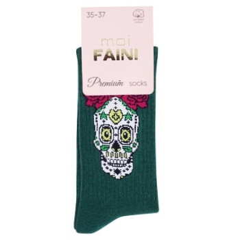 Moi Faini Skull Women's Dark Green Socks Size 35-37 - buy, prices for - photo 2