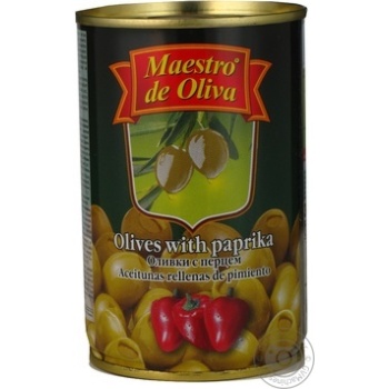 Оливки Maestro de Oliva з перцем з/б 300г x6 купити, ціни на МегаМаркет - фото 1