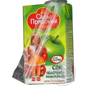 Reconstituted clarified sterilized sugar-free juice Sady Pridonia apples and cherry for 5+ months babies tetra pak 125ml Russia - buy, prices for - photo 4