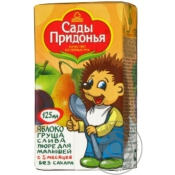 Puree Sady Pridonia Apple-Pear-Plum without sugar for 5+ month old babies tetra pak 125ml Russia - buy, prices for NOVUS - photo 6