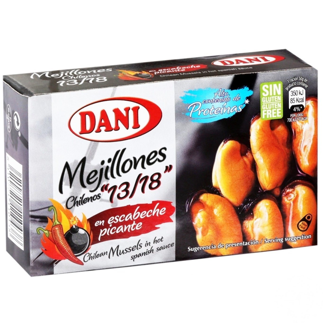 

Мидии Dani в остром испанском соусе 13-18шт 106г