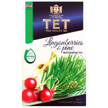 ТЕТ Black Tea with Lingonberries and Needles 20pcs*2g - buy, prices for Auchan - photo 2