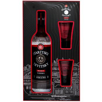 Набір Горілка Staritsky&Levitsky Reserve 0.5 л + 2 стак. 0.5 л - купити, ціни на WINETIME - фото 2