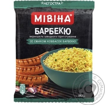 Вермишель МИВИНА® Барбекю со вкусом Колбасок 59,2г - купить, цены на Таврия В - фото 2