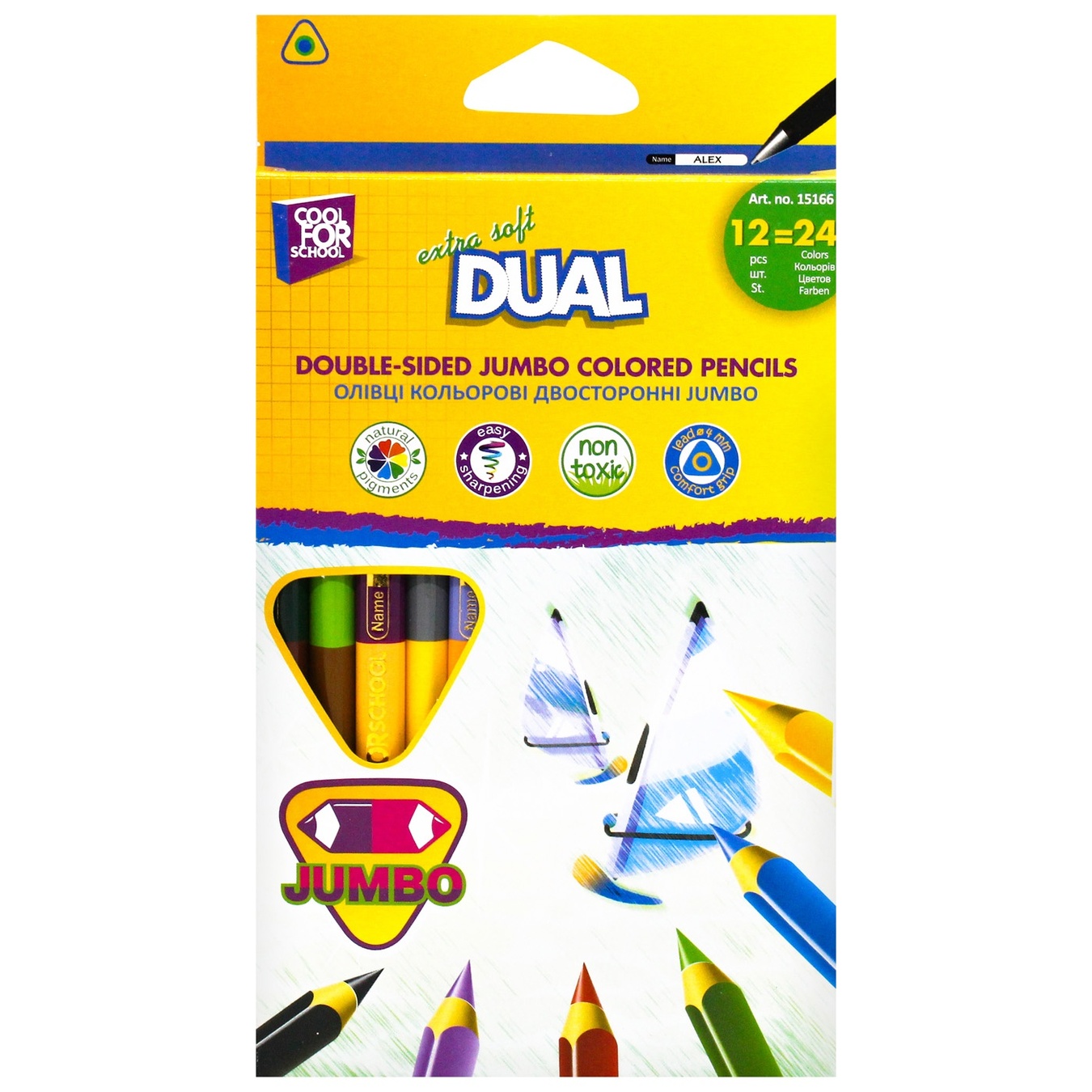 

Карандаши Cool For School Dual Jumbo Extra Soft двусторонние 12шт