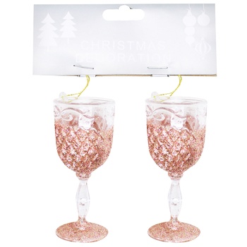 Glass of Champagne Set of Christmas Tree Decorations 9cm 2pcs in assortment - buy, prices for METRO - photo 4