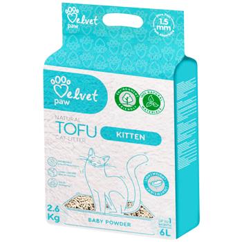 Velvet Paw TOFU Kitten наповнювач для котячого туалету 6 л - дитяча присипка - купити, ціни на MasterZoo - фото 1