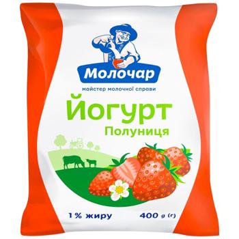 Molochar Strawberries Flavored Yogurt 1% 400g - buy, prices for Chudo Market - photo 1