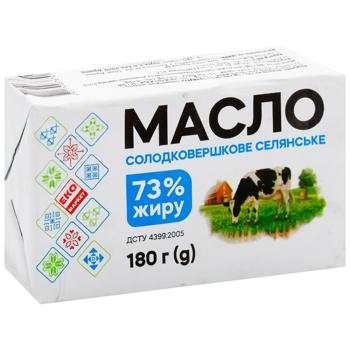 Масло Эко Маркет Крестьянское сладкосливочное 73% 180г - купить, цены на - фото 2