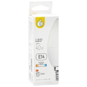 Лампа Auchan LED свічка E14 4.9W 4000К біла - купити, ціни на - фото 3