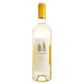 Les Vignerons Muscat Viognier White Semi-dry Wine 12.5% 0.75l - buy, prices for - photo 1