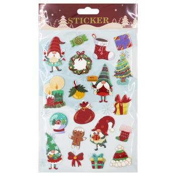 Наліпки новорічні 4 дизайна 14*25 см арт. P162 5985 И899 - купити, ціни на КОСМОС - фото 3