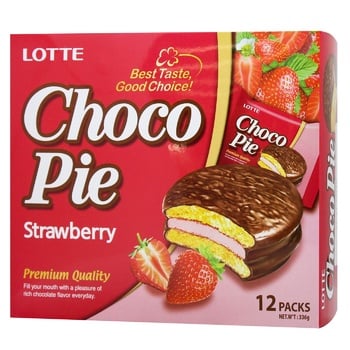 Тістечко Lotte Choco Pie полуниця 336г - купити, ціни на МегаМаркет - фото 1