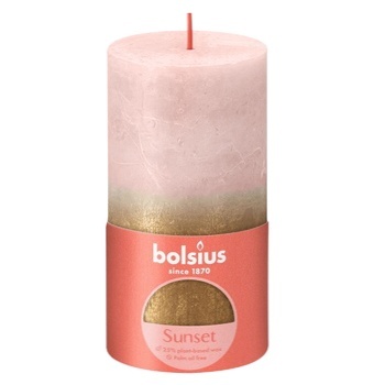 Свеча Bolsius песочно-розовый+золотой 130/68 - купить, цены на КОСМОС - фото 1