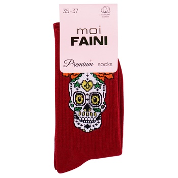 Moi Faini Skull Women's Dark Red Socks Size 35-37 - buy, prices for - photo 1