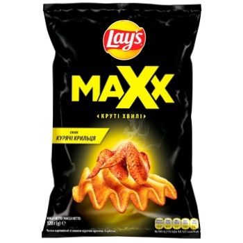 Lays Maxx Wavy Chips with Barbecue Chicken Wings Flavor 120g - buy, prices for COSMOS - photo 1