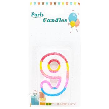 Свічка для торта кольорова Цифра 9 - купити, ціни на Чудо Маркет - фото 1