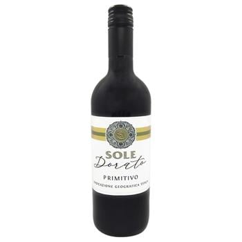 Вино Sole Dorato Primitivo IGP Puglia червоне сухе 0,75л