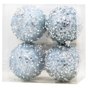 Tarrington House Set of Silver-Blue Christmas Tree Balls 80mm 4pcs - buy, prices for METRO - photo 1