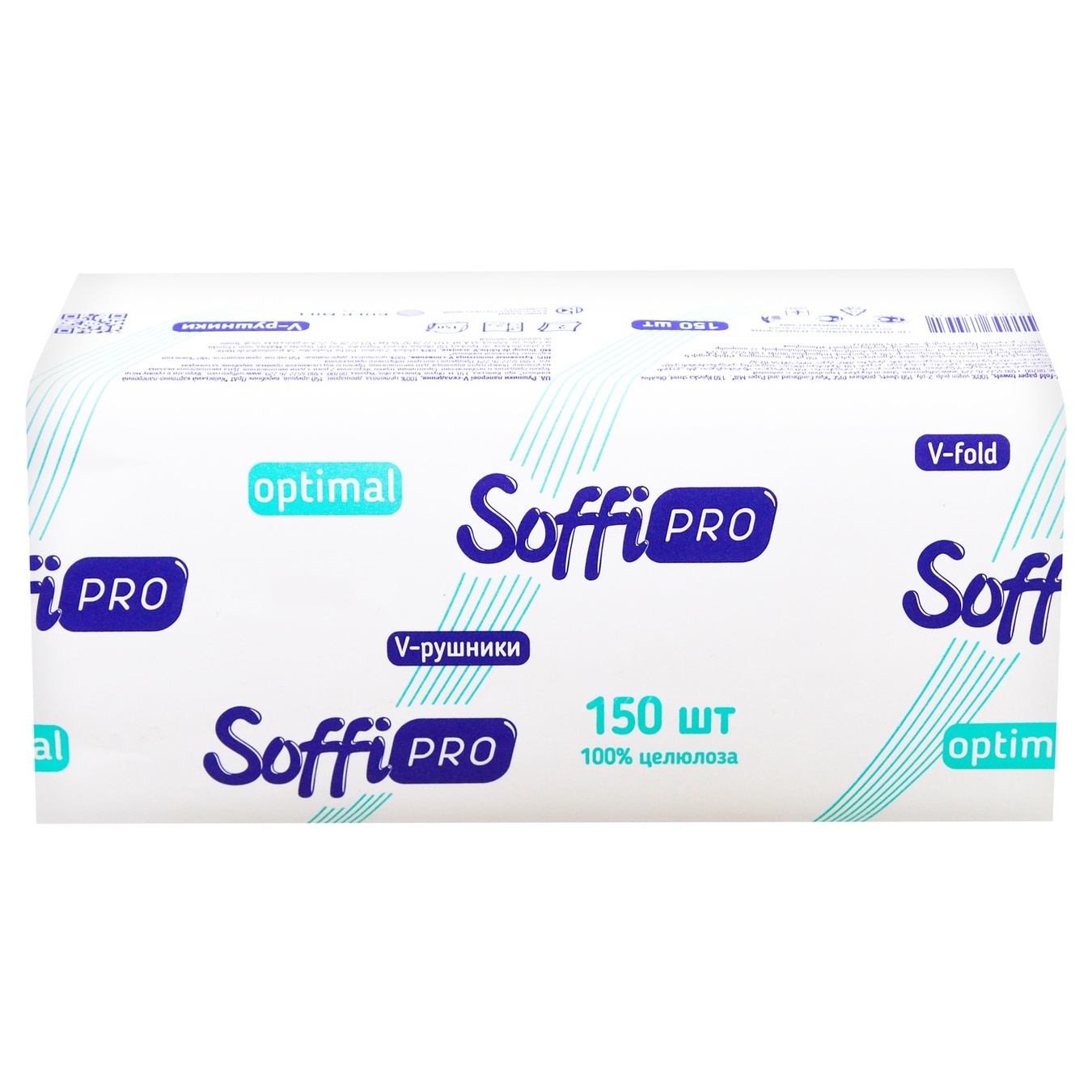 

Полотенца бумажные SoffiPro Optimal двухслойные V-сложения 150шт