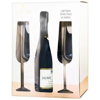 Вино ігристе Jaume Serra Cava Brut біле брют 0,75л + 2 келиха - купити, ціни на КОСМОС - фото 1