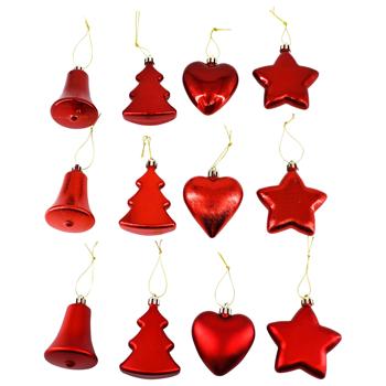Actuel Christmas tree/Star/Bell/Heart Red Christmas Tree Pendant 7-8cm - buy, prices for Auchan - photo 1