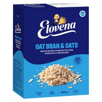Хлопья овсяные Elovena с овсяными отрубями 600г - купить, цены на Auchan - фото 1