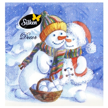 Silken HP Table Napkins Snowman with Snowflakes 33x33cm 16pcs