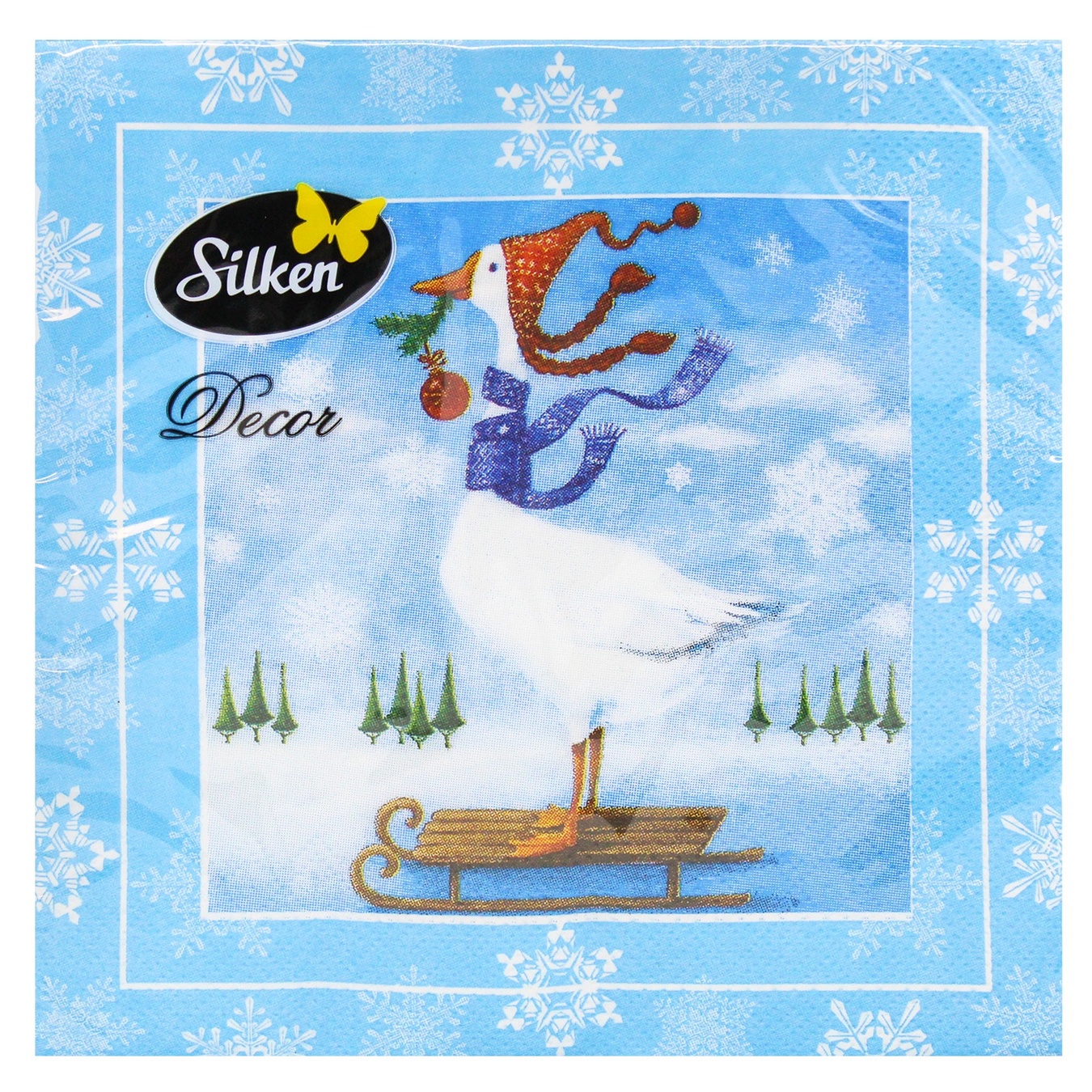 

Салфетки столовые Silken НР Гусь на санках 33х33см 18шт