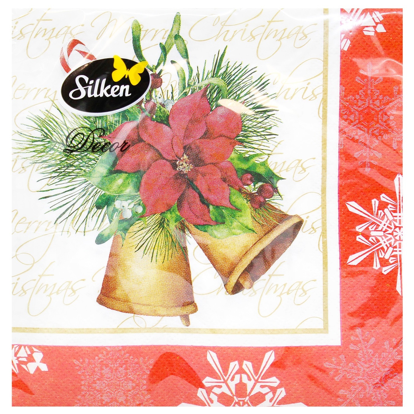 

Салфетки столовые Silken НР Рождественские колокольчики 33х33см 18шт