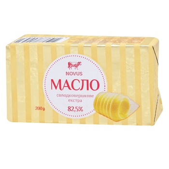 Масло Novus Екстра солодковершкове 82,5% 200г - купити, ціни на  - фото 1