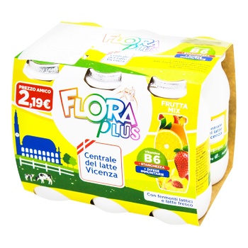 Продукт кисломолочний Flora Plus з пробіотиками Фруктовий мікс 6х100г