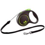 Flexi Black Design Roulette Leash with Cord S Up to 12kg 5m Black/Green
