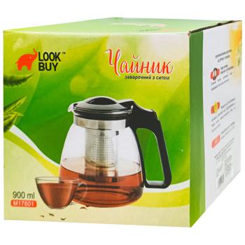 Заварник скляний з металічним фільтром 0,9л - купити, ціни на Чудо Маркет - фото 1
